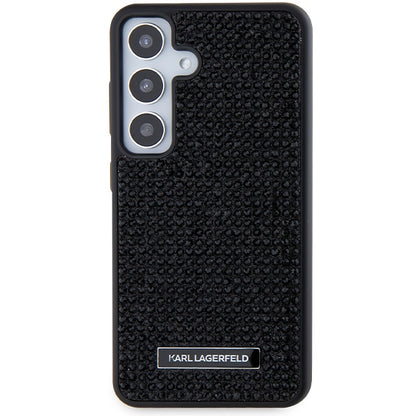 Funda para Samsung Galaxy S24+ S926, Karl Lagerfeld, Placa de Metal con Pedrería, Negra