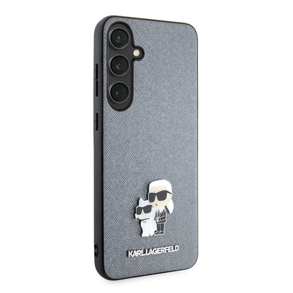 Funda para Samsung Galaxy S24+ S926, Karl Lagerfeld, Saffiano Karl & Choupette Metal, Gris