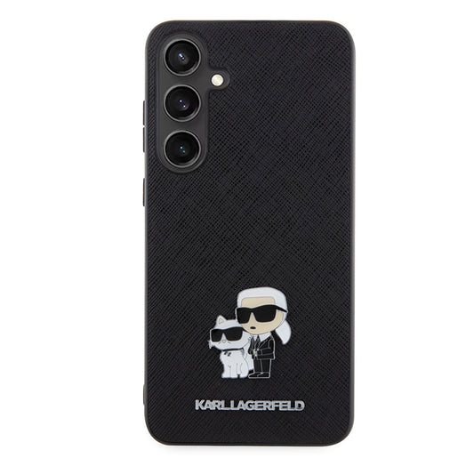 Funda para Samsung Galaxy S24+ S926, Karl Lagerfeld, Saffiano Karl & Choupette Metal, Negra.