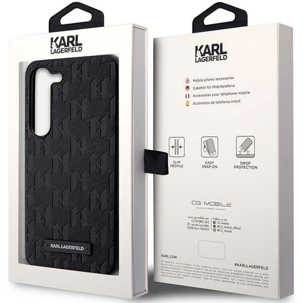 Funda para Samsung Galaxy S24+ S926, Karl Lagerfeld, Saffiano Monogram Metal Logo, Negra
