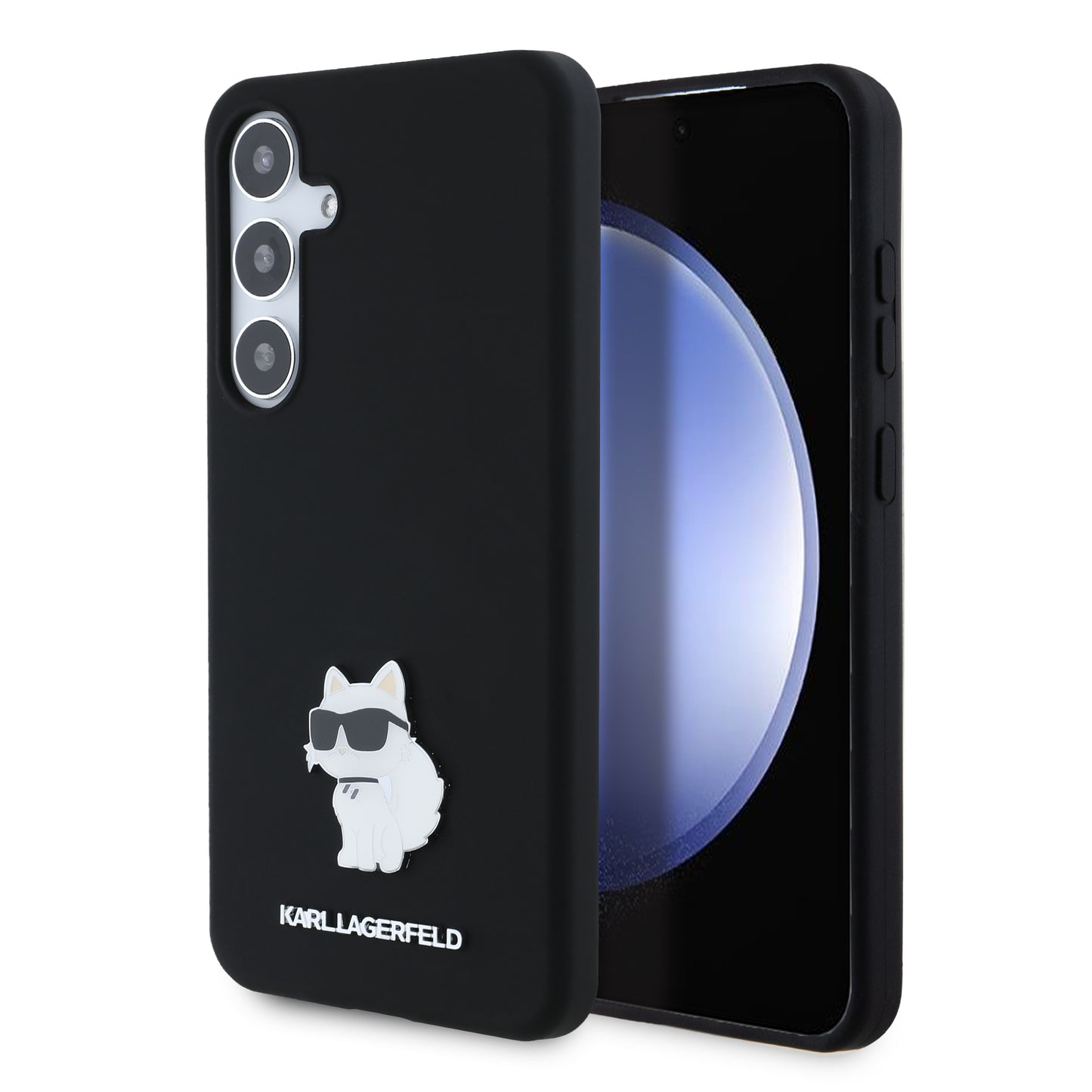 Funda para Samsung Galaxy S24+ S926, Karl Lagerfeld, Silicone Choupette Metal, Negra