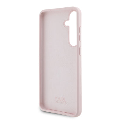 Funda para Samsung Galaxy S24+ S926, Karl Lagerfeld, Silicone Choupette Metal, Rosa