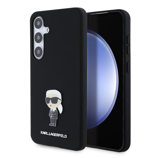 Funda para Samsung Galaxy S24+ S926, Karl Lagerfeld, Silicona Ikonik Karl Metal, Negra
