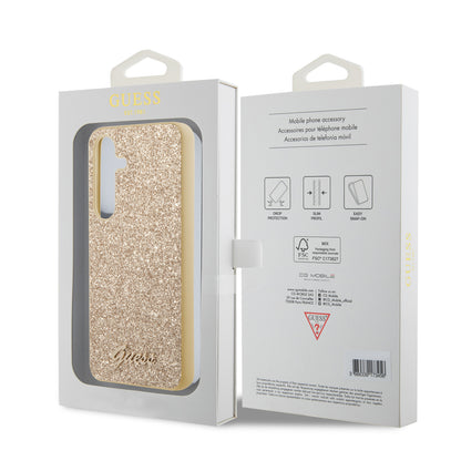 Funda para Samsung Galaxy S24 S921, Guess, Glitter Script, Dorada