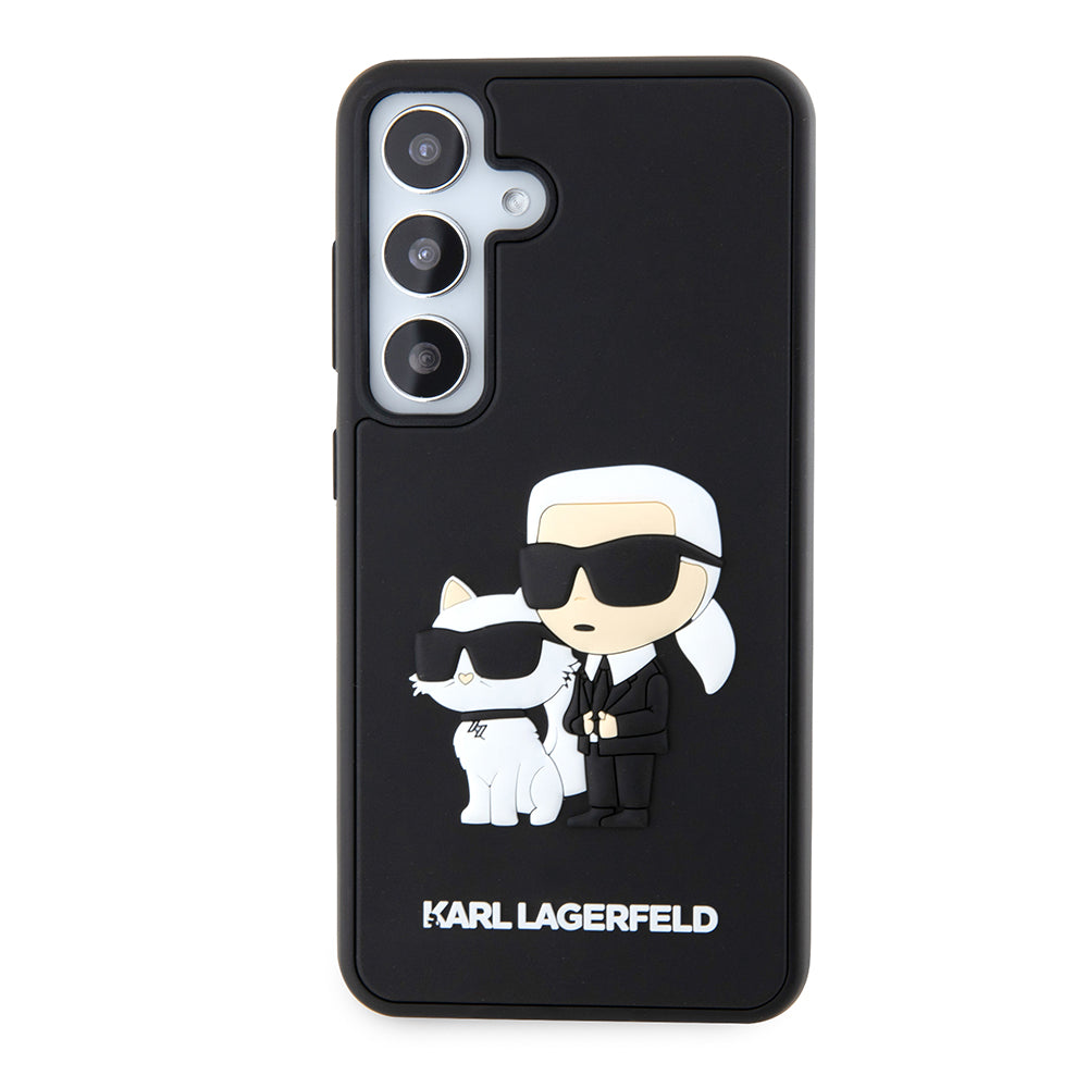 Funda para Samsung Galaxy S24 S921, Karl Lagerfeld, 3D Rubber Karl & Choupette, Negra