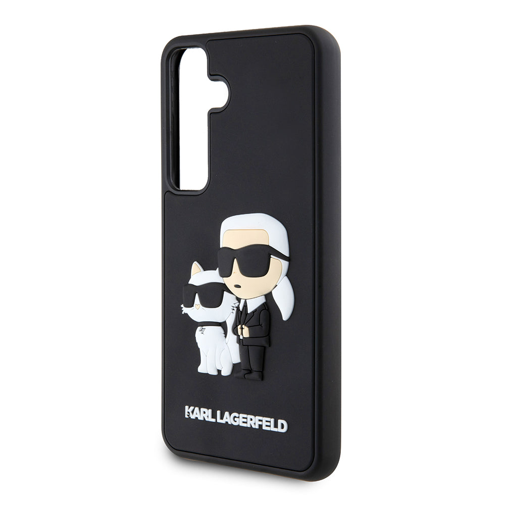 Funda para Samsung Galaxy S24 S921, Karl Lagerfeld, 3D Rubber Karl & Choupette, Negra