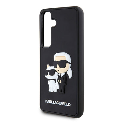 Funda para Samsung Galaxy S24 S921, Karl Lagerfeld, 3D Rubber Karl & Choupette, Negra