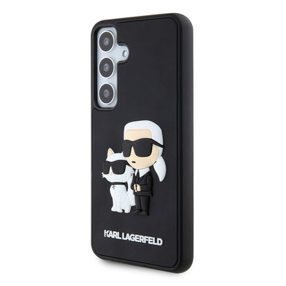 Funda para Samsung Galaxy S24 S921, Karl Lagerfeld, 3D Rubber Karl & Choupette, Negra