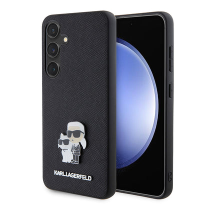 Funda para Samsung Galaxy S24 S921, Karl Lagerfeld, Saffiano Karl & Choupette Metal, Negra