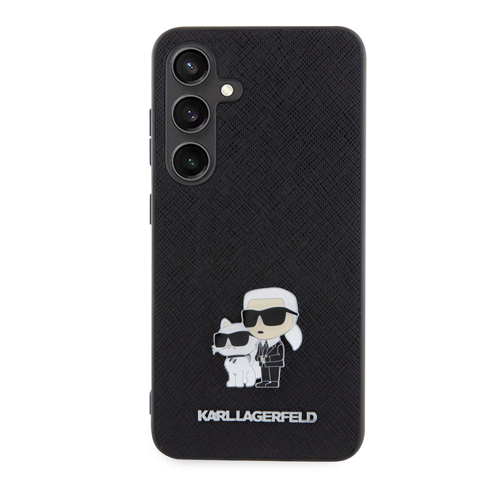 Funda para Samsung Galaxy S24 S921, Karl Lagerfeld, Saffiano Karl & Choupette Metal, Negra