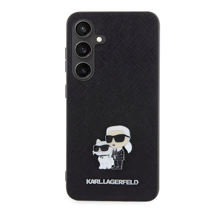 Funda para Samsung Galaxy S24 S921, Karl Lagerfeld, Saffiano Karl & Choupette Metal, Negra