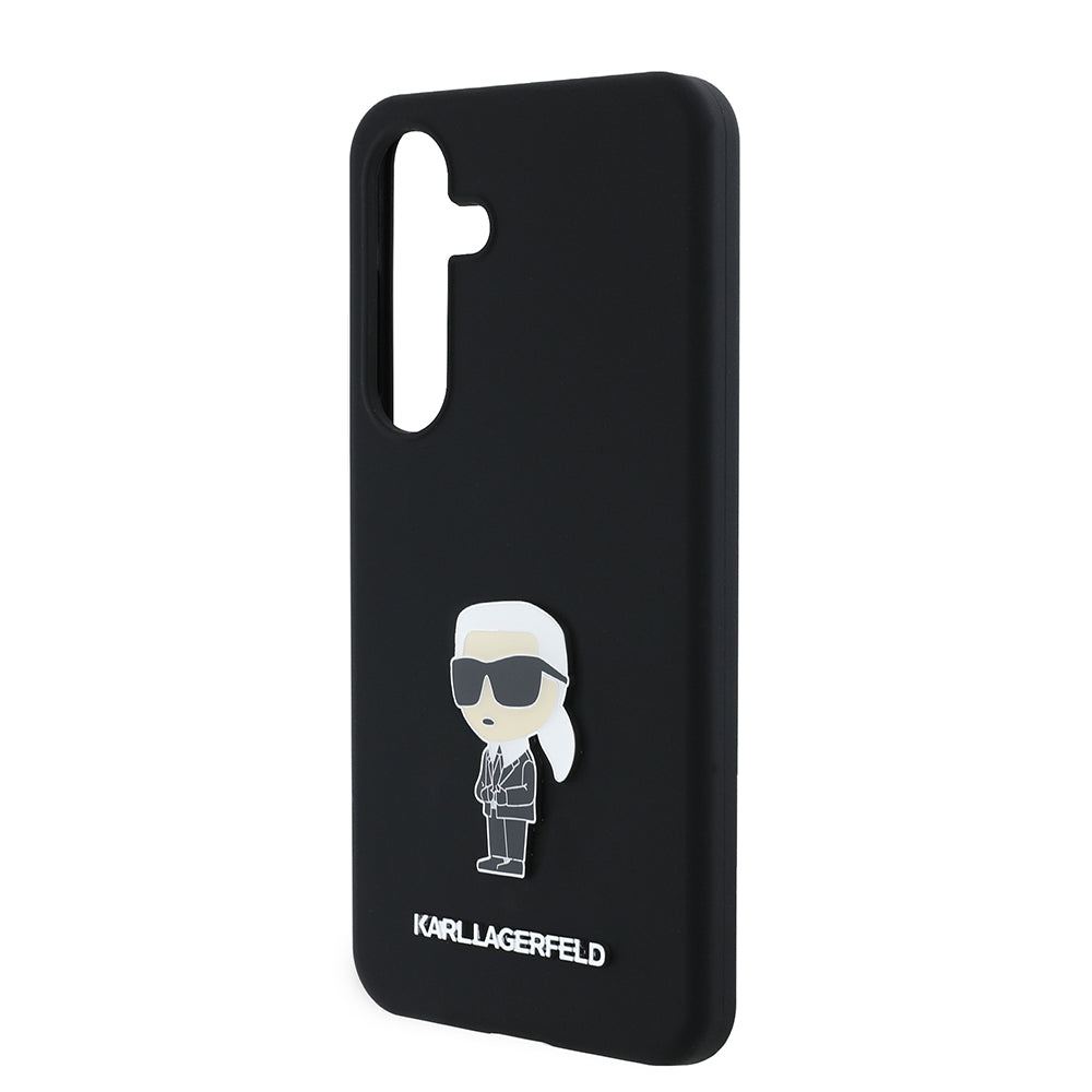 Funda para Samsung Galaxy S24 S921, Karl Lagerfeld, Silicona Ikonik Karl Metal, Negra