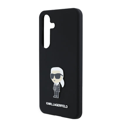 Funda para Samsung Galaxy S24 S921, Karl Lagerfeld, Silicona Ikonik Karl Metal, Negra