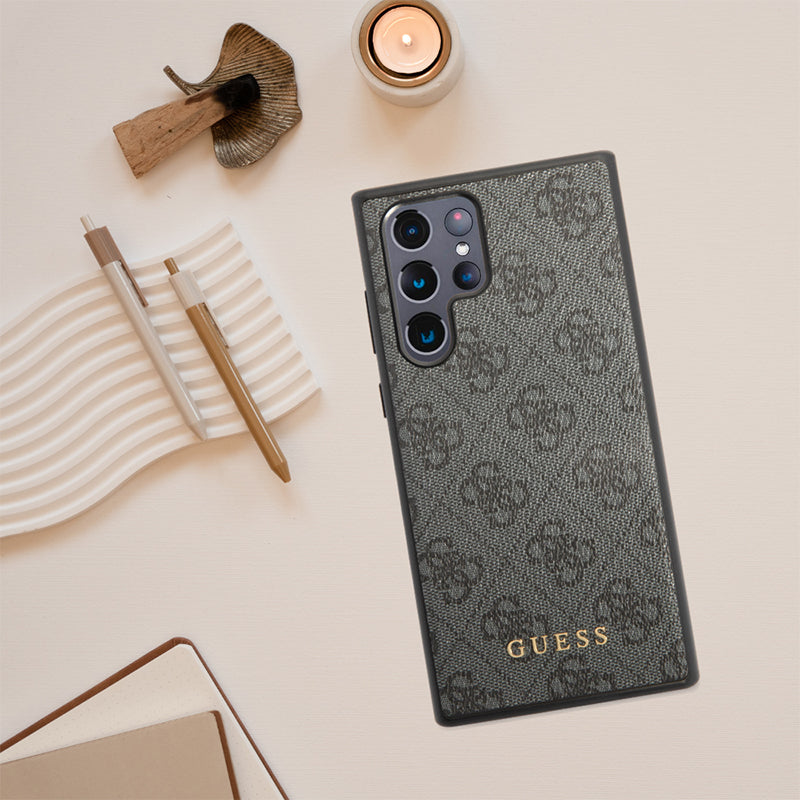 Funda para Samsung Galaxy S24 Ultra S928, Guess, 4G Metal Gold Logo, Marrón