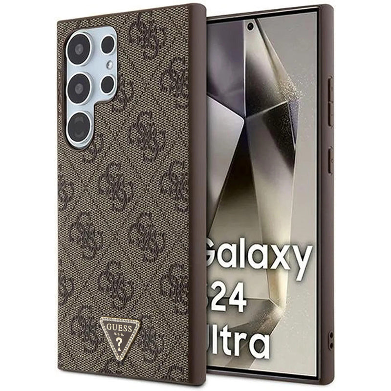 Case for Samsung Galaxy S24 Ultra S928, Guess, 4G Triangle Strass, Brown