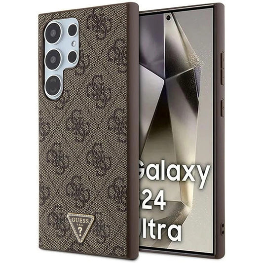 Funda para Samsung Galaxy S24 Ultra S928, Guess, 4G Triangle Strass, Marrón