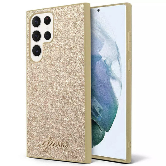 Funda para Samsung Galaxy S24 Ultra S928, Guess, Glitter Script, Dorada