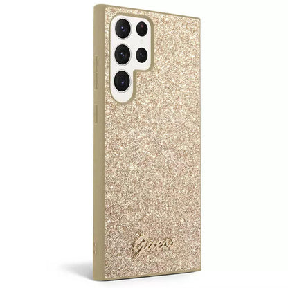 Funda para Samsung Galaxy S24 Ultra S928, Guess, Glitter Script, Dorada