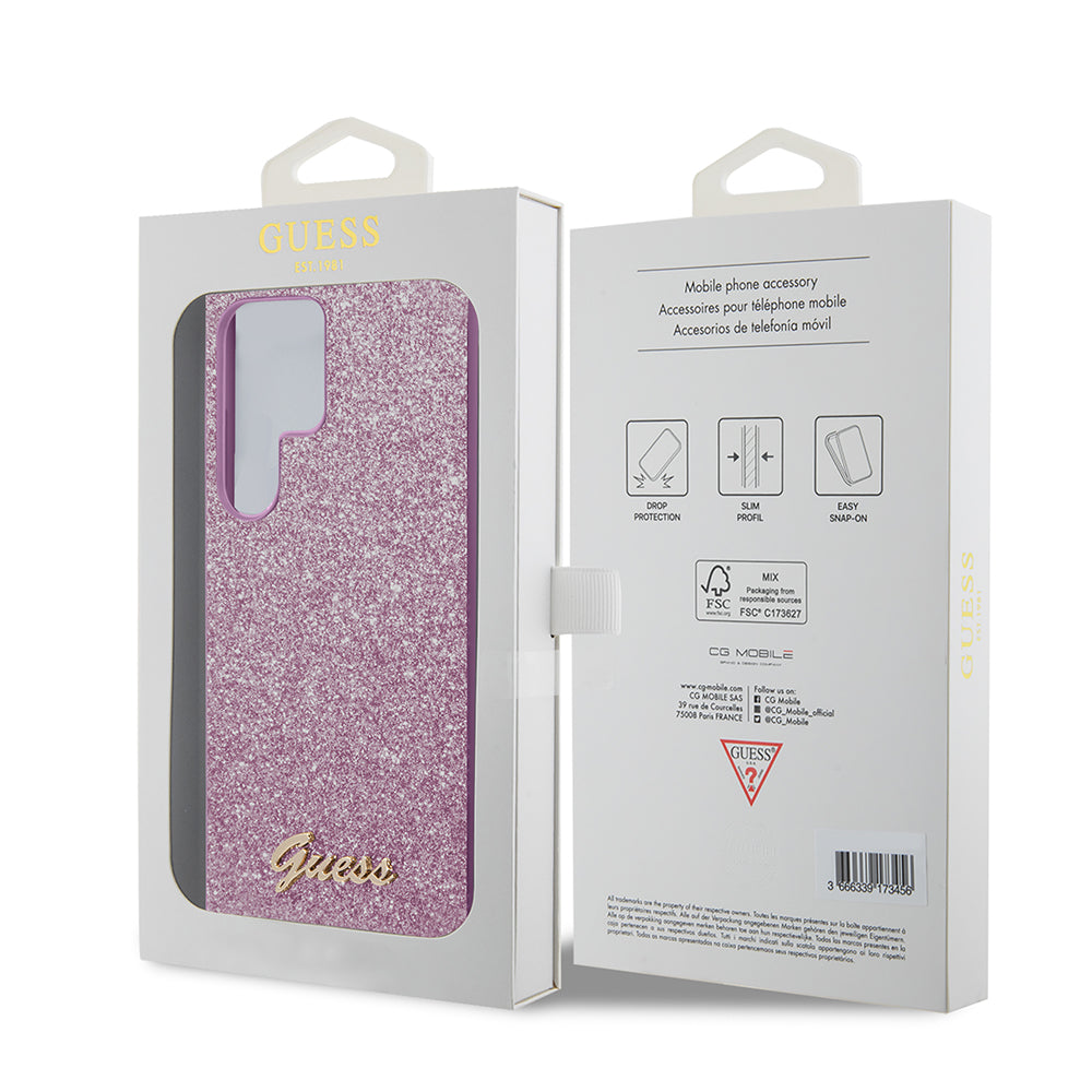 Funda para Samsung Galaxy S24 Ultra S928, Guess, Glitter Script, Dorada