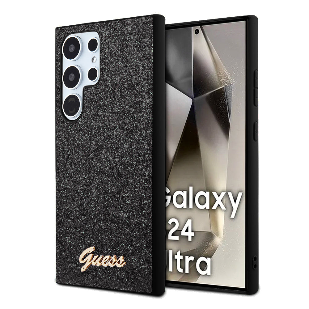 Funda para Samsung Galaxy S24 Ultra S928, Guess, Glitter Script, Negra
