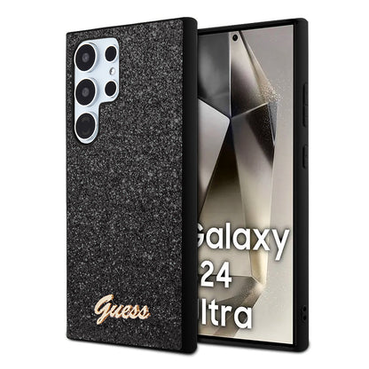 Funda para Samsung Galaxy S24 Ultra S928, Guess, Glitter Script, Negra