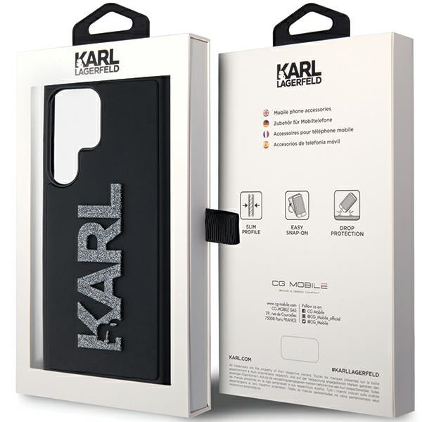 Funda para Samsung Galaxy S24 Ultra S928, Karl Lagerfeld, Logo de Goma Brillante 3D, Negra