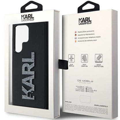 Funda para Samsung Galaxy S24 Ultra S928, Karl Lagerfeld, Logo de Goma Brillante 3D, Negra