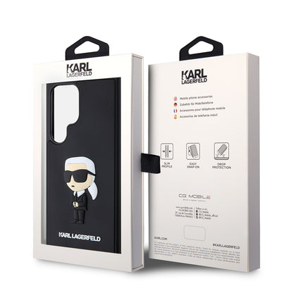 Funda para Samsung Galaxy S24 Ultra S928, Karl Lagerfeld, 3D Rubber Ikonik Karl, Negra.