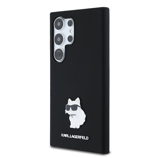 Funda para Samsung Galaxy S24 Ultra S928, Karl Lagerfeld, Silicona Choupette Metal, Negra