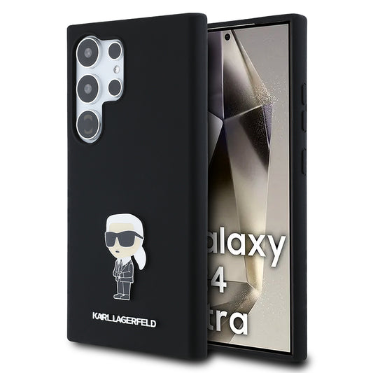 Funda para Samsung Galaxy S24 Ultra S928, Karl Lagerfeld, Silicone Ikonik Karl, Negra