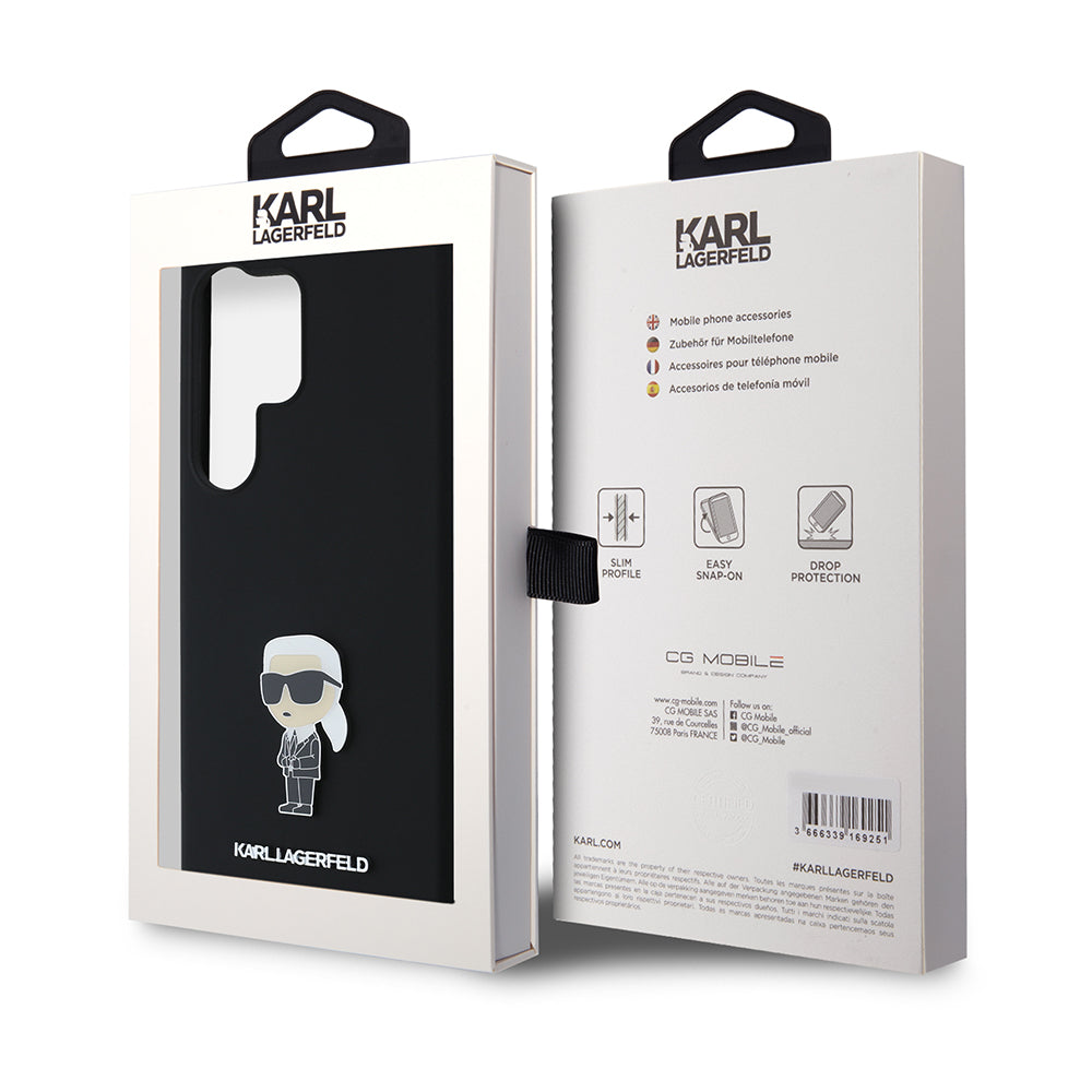Funda para Samsung Galaxy S24 Ultra S928, Karl Lagerfeld, Silicone Ikonik Karl, Negra
