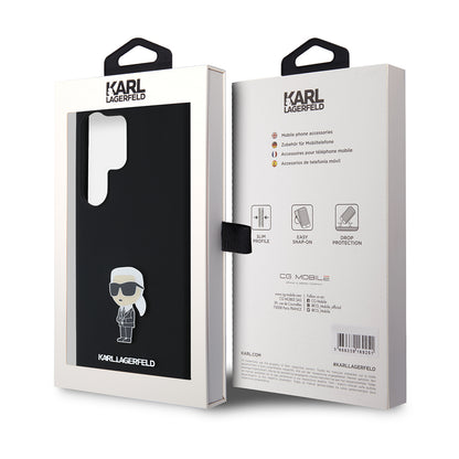 Funda para Samsung Galaxy S24 Ultra S928, Karl Lagerfeld, Silicone Ikonik Karl, Negra