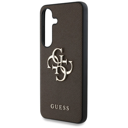 Funda para Samsung Galaxy S25+ S936, Guess, 4G Grained Big and Classic Logo, Marrón