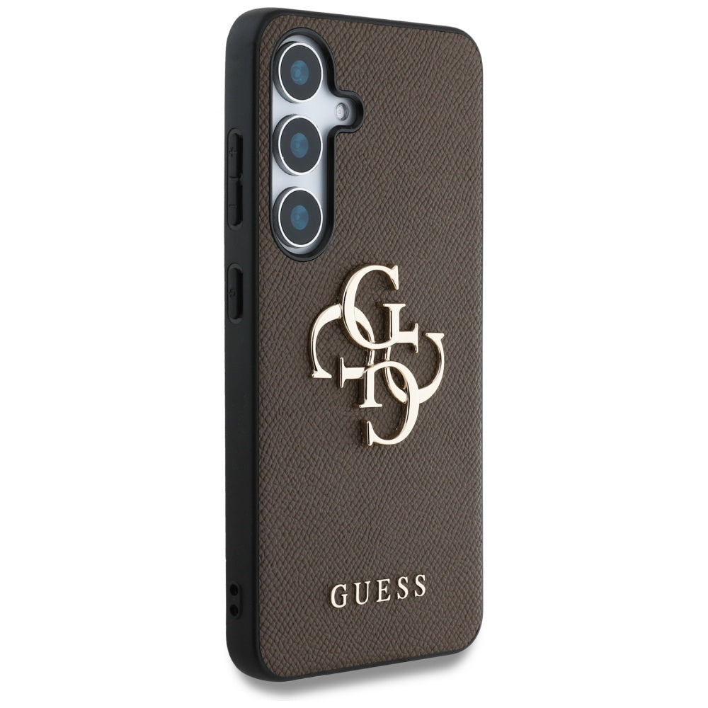 Funda para Samsung Galaxy S25+ S936, Guess, 4G Grained Big and Classic Logo, Marrón