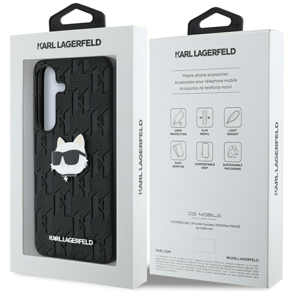 Case for Samsung Galaxy S25+ S936, Karl Lagerfeld, Monogram Choupette's Head, Black
