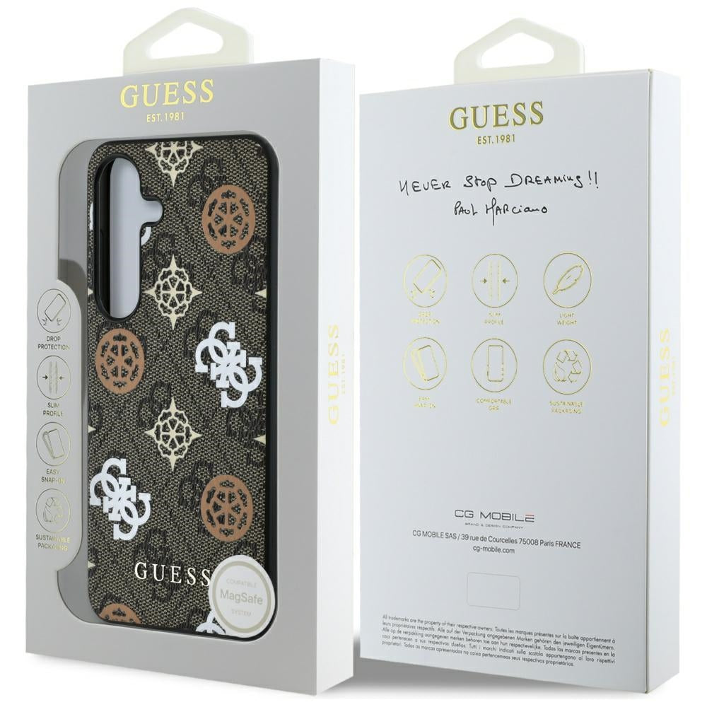 Funda para Samsung Galaxy S25 S931, Guess, 4G Peony, Marrón.