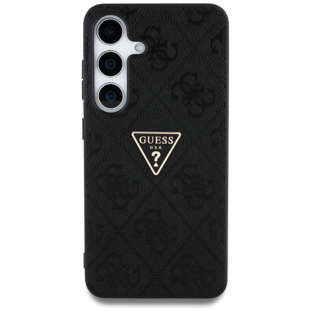 Funda para Samsung Galaxy S25 S931, Guess, Grained Hot Stamp 4G Triangle, Negra