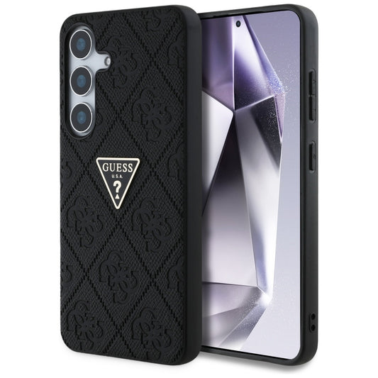 Funda para Samsung Galaxy S25 S931, Guess, Grained Hot Stamp 4G Triangle, Negra