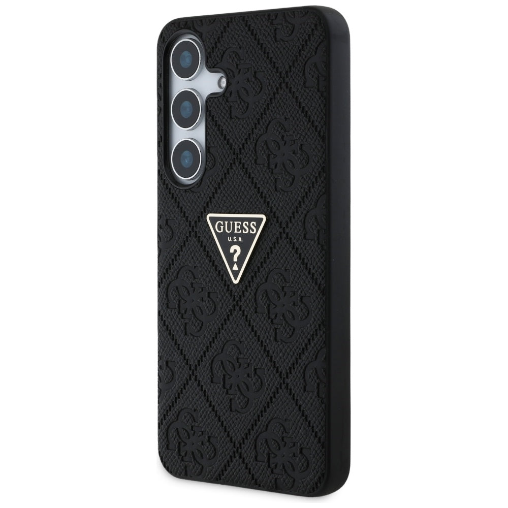 Funda para Samsung Galaxy S25 S931, Guess, Grained Hot Stamp 4G Triangle, Negra