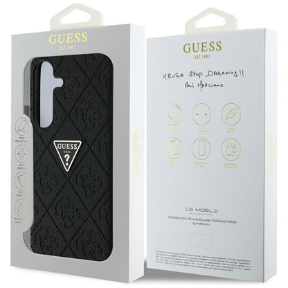 Funda para Samsung Galaxy S25 S931, Guess, Grained Hot Stamp 4G Triangle, Negra