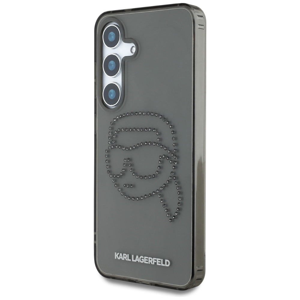 Funda para Samsung Galaxy S25 S931, Karl Lagerfeld, IML Rhinestones Karl's Head, Negra