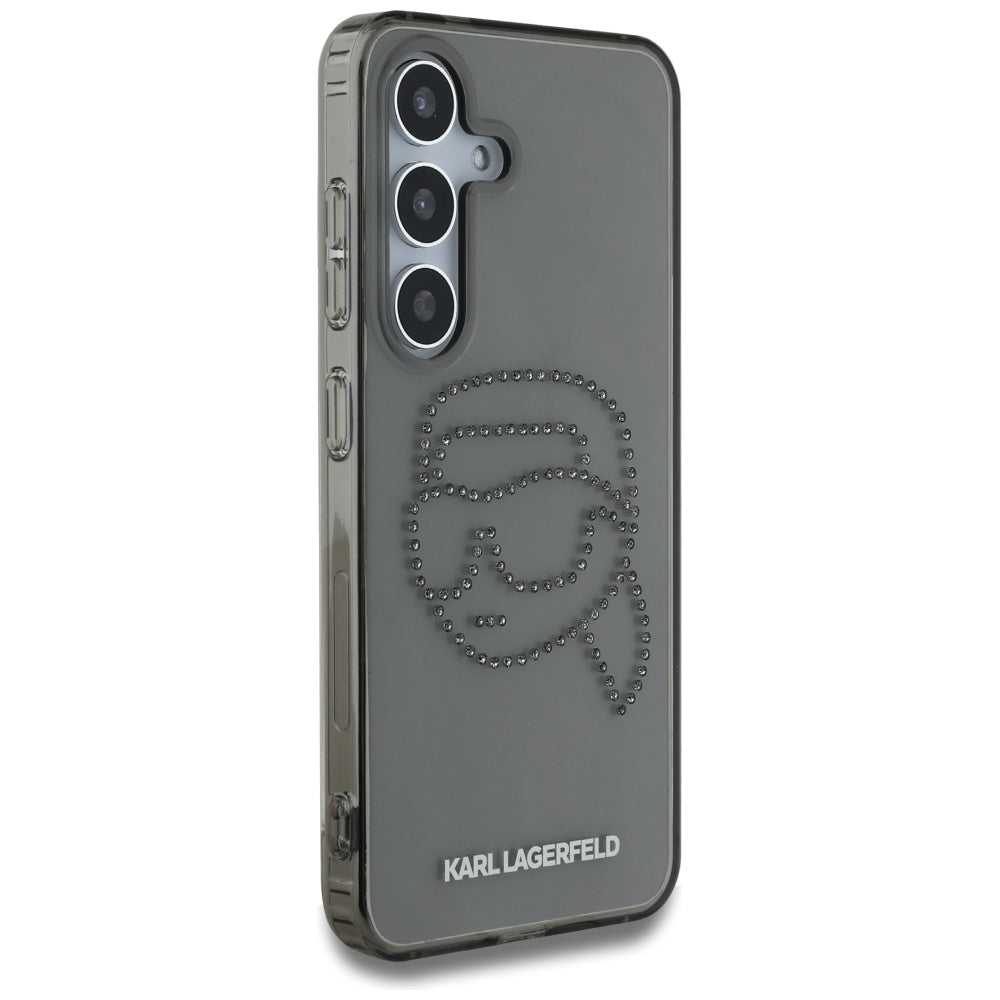 Funda para Samsung Galaxy S25 S931, Karl Lagerfeld, IML Rhinestones Karl's Head, Negra