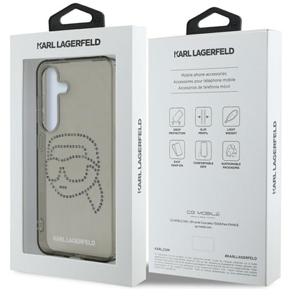 Funda para Samsung Galaxy S25 S931, Karl Lagerfeld, IML Rhinestones Karl's Head, Negra