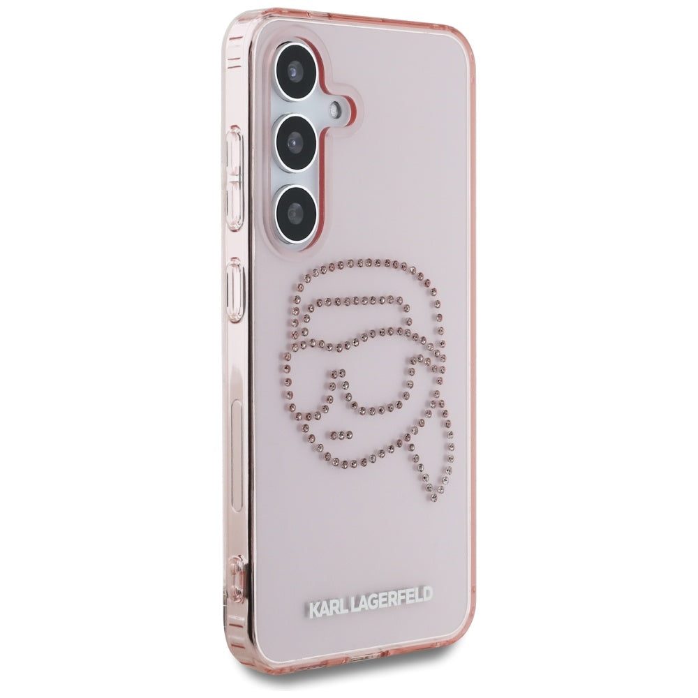 Funda para Samsung Galaxy S25 S931, Karl Lagerfeld, IML Rhinestones Karl's Head, Rosa