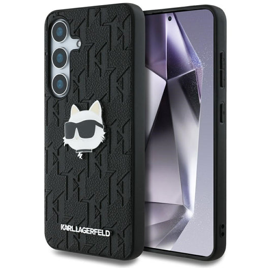 Funda para Samsung Galaxy S25 S931, Karl Lagerfeld, Monograma Cabeza de Choupette, Negra