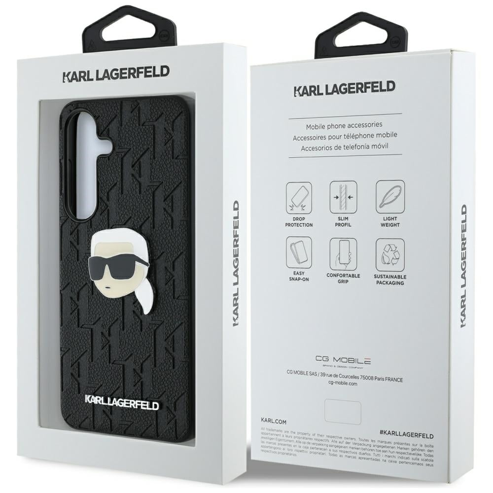 Funda para Samsung Galaxy S25 S931, Karl Lagerfeld, Monograma Karl's Head, Negra