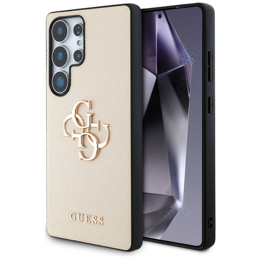 Funda para Samsung Galaxy S25 Ultra S938, Guess, 4G Grained Big and Classic Logo, Beige