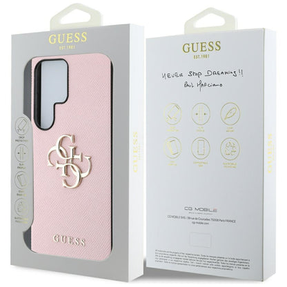 Funda para Samsung Galaxy S25 Ultra S938, Guess, 4G Grained Big and Classic Logo, Rosa