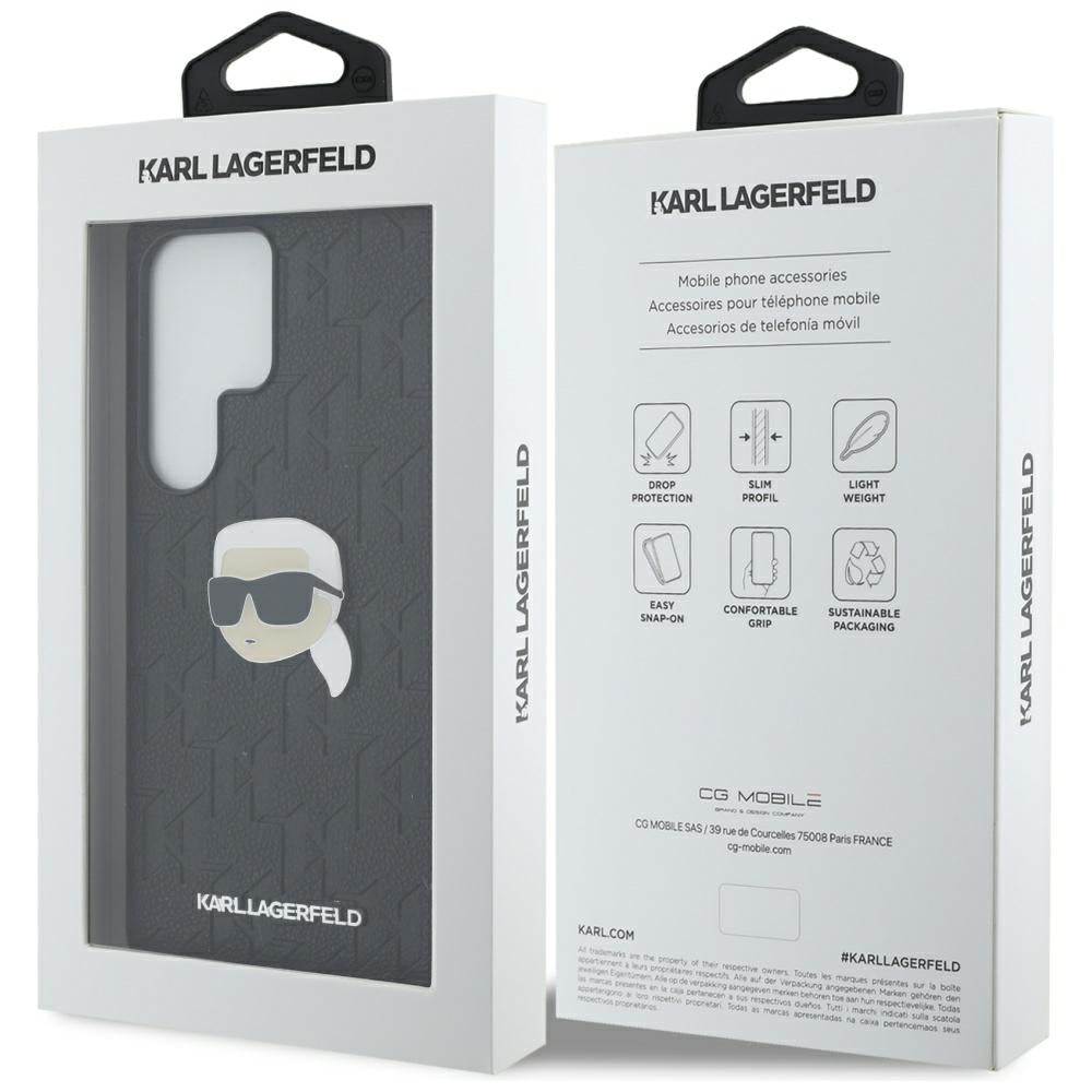 Funda para Samsung Galaxy S25 Ultra S938, Karl Lagerfeld, Monogram Karl's Head, Negra