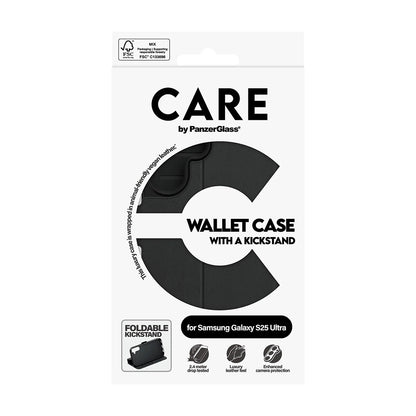 Funda para Samsung Galaxy S25 Ultra S938, PanzerGlass, Care Feature Kickstand Wallet, Negra